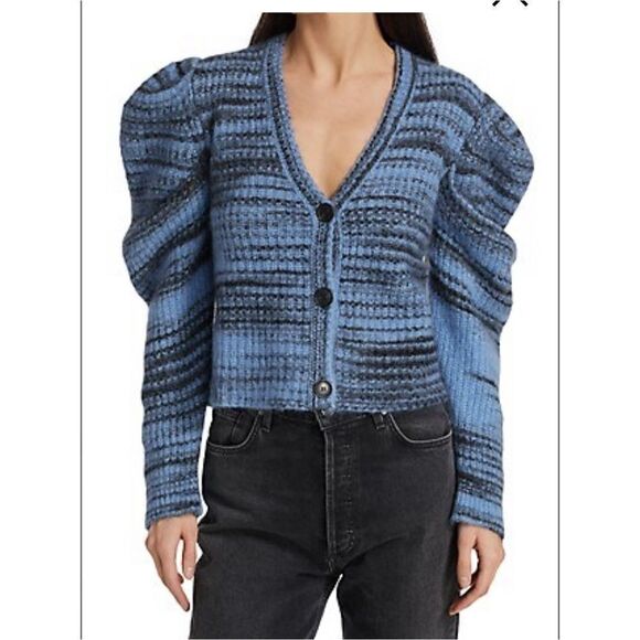 NAADAM NWT 
Space-Dye Puff-Sleeve Cardigan size large - Picture 2 of 7